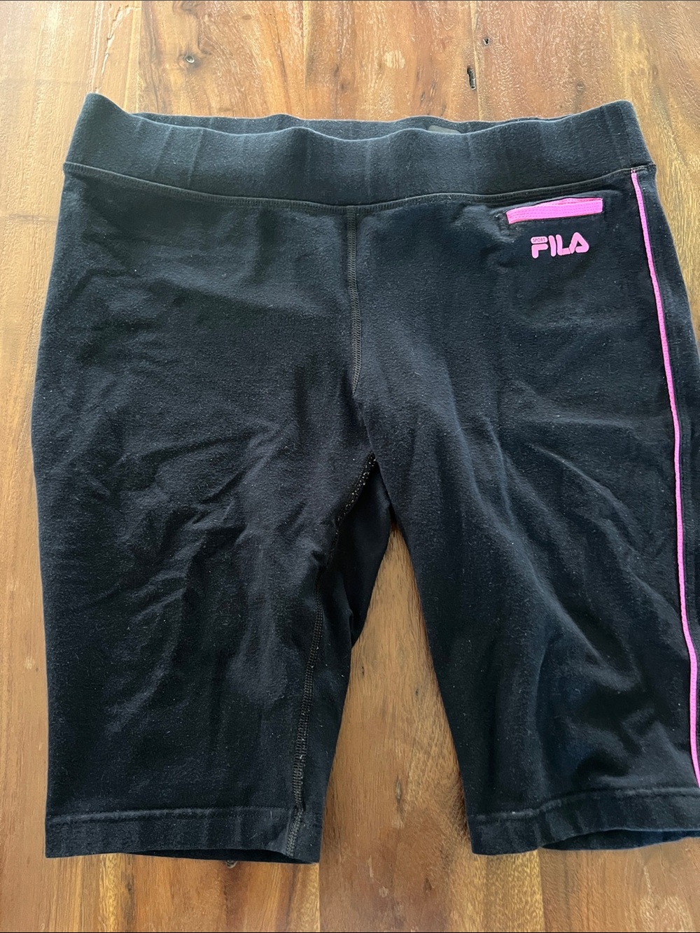 Fila Black Bike Shorts with Pink Trim